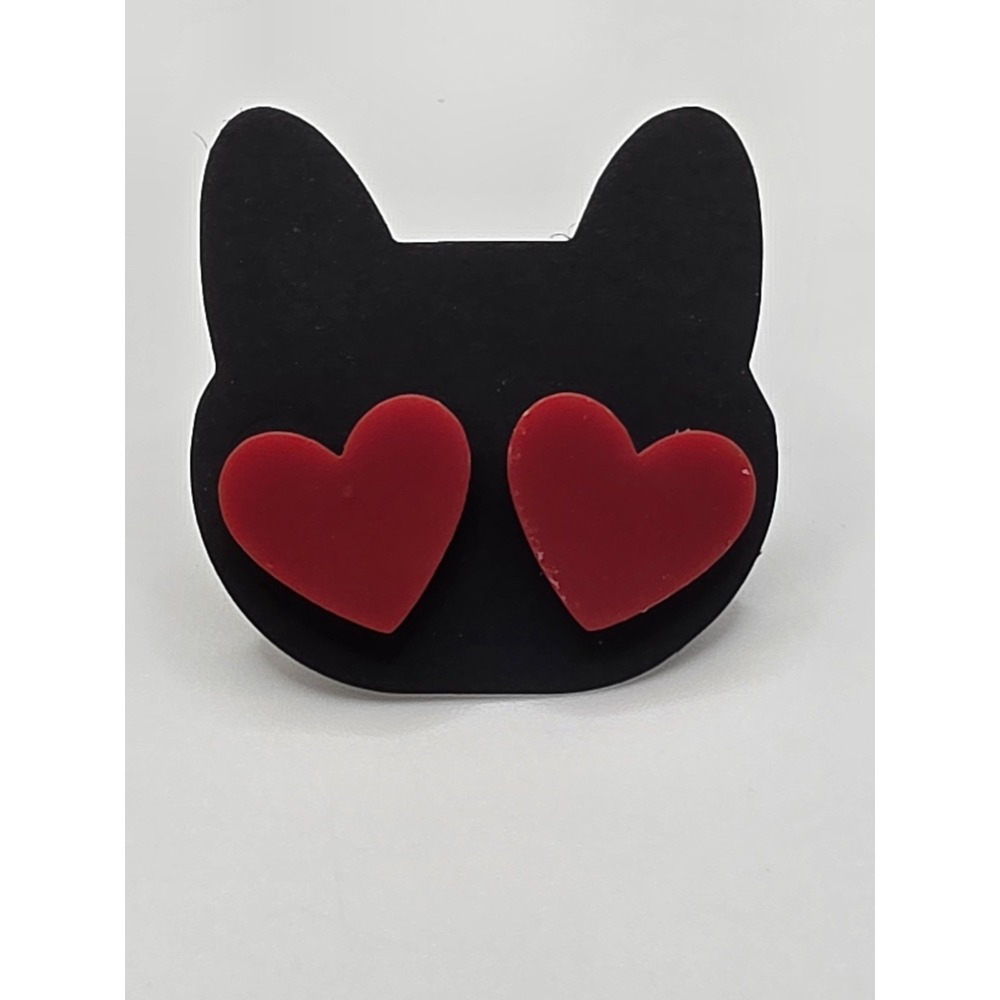 Solid Red Heart Shaped Stud Earrings